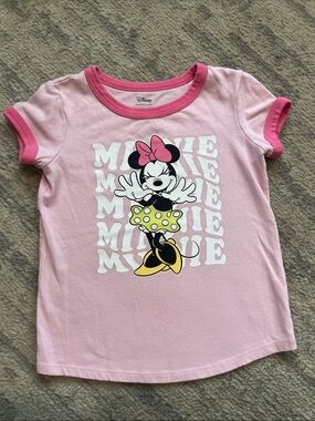 Disney Pink Minnie Mouse Short Sleeve Tee with Yellow Accent